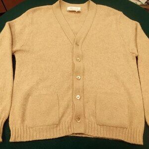 Vintage Jantzen Scotch Tumbler Men's Tan Medium Cardigan Sweater - Made In USA